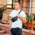 Компактная мужская бананка из натуральной кожи Tidin Bag 16431 черная, поясная сумка для телефона 24×12×8 см