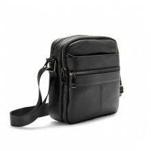 Кожаная мужская барсетка через плечо Tiding Bag BON6165 черная 19×22×5 — компактная сумка мессенджер Кожаная мужская барсетка через плечо Tiding Bag BON6165 черная 19×22×5 — компактная сумка мессенджер