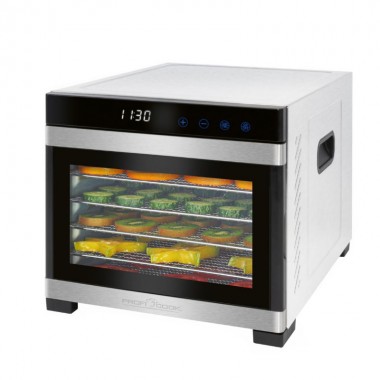 Сушилка электрическая для овощей фруктов грибов и мяса Profi Cook PC-DR 1218 сушильный шкаф дегидратор на 650 Вт 6 полок терморегулятор и таймер LED дисплей