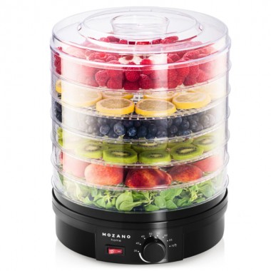 Сушилка электрическая для овощей фруктов грибов и мяса Mozano Food Dehydrator Black дегидратор на 500 Вт 6 лотков терморегулятор