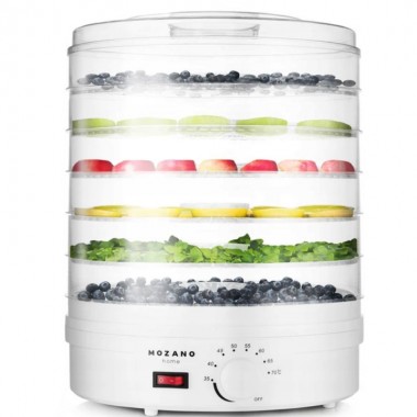 Сушилка электрическая для овощей фруктов грибов и мяса Mozano Food Dehydrator White дегидратор на 500 Вт 6 лотков терморегулятор