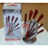 Набор кухонных ножей Royalty Line RL-KSS804 Red 8 предметов для кухни со стальным лезвием и специальным покрытием на подставке