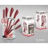 Набор кухонных ножей Royalty Line RL-KSS804 Red 8 предметов для кухни со стальным лезвием и специальным покрытием на подставке