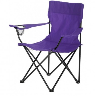 Стул раскладной для рыбалки и кемпинга со спинкой Camping quad chair HX 001 складное кресло с подстаканником и металлическим каркасом нагрузка 120 кг Фиолетовый