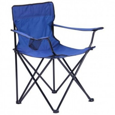 Стул раскладной рыбацкий и для кемпинга со спинкой Camping quad chair HX 001 складное кресло с подстаканником и металлическим каркасом нагрузка 120 кг Синий