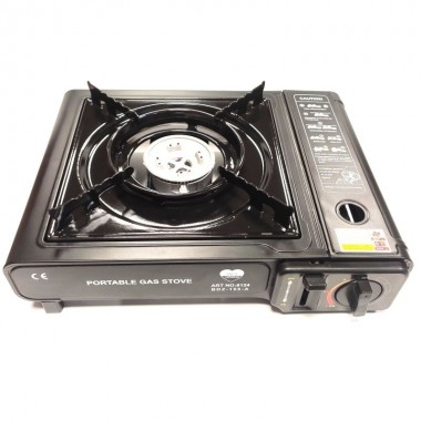 Настольная портативная газовая плита Portable Gas Stove BDZ-155-A туристическая горелка с пьезоподжигом на цанговых баллончиках и с переходником на баллон в кейсе