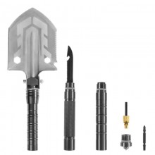 Складная саперная туристическая лопата Badger Outdoor BO-MFSH7-SLV тактическая металлическая с ножом пилой и мультитулом + чехол Складная саперная туристическая лопата Badger Outdoor BO-MFSH7-SLV тактическая металлическая с ножом пилой и мультитулом + чехол