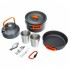 Набор туристической посуды Camping cooking DM 308 для походов кемпинга и путешествий с сумкой Черный с оранжевым