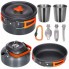 Набор туристической посуды Camping cooking DM 308 для походов кемпинга и путешествий с сумкой Черный с оранжевым