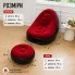 Надувне крісло A-Sofa 2в1 з пуфиком для ніг до 150 кг з насосом флоковане для дому кемпінгу та відпочинку Чорно-червоне