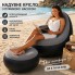 Надувне крісло A-Sofa з пуфом для ніг до 150 кг з насосом флоковане компактне для дому дачі та відпочинку Чорно-сіре