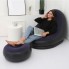 Надувное кресло для отдыха A-Sofa с пуфиком до 150 кг с насосом флокированное мобильное для дома и дачи Черно-фиолетовое