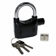 Навесной замок с датчиком вибрации и сиреной Alarm Lock EL-2126 металлический всепогодный влагозащищенный для гаража велосипеда или на дверь дачи и дома