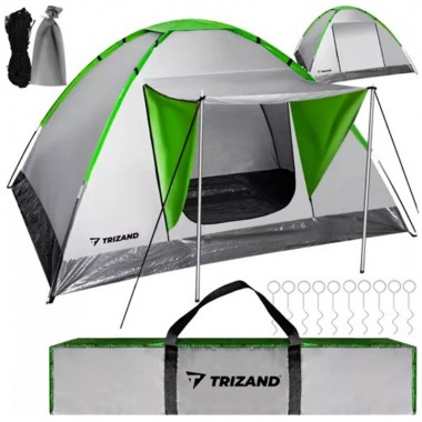 Палатка туристическая кемпинговая Trizand Montana 23481 водонепроницаемая 4 местная с навесом и чехлом