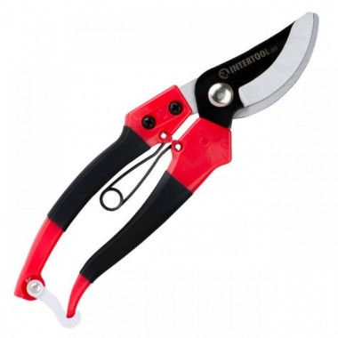 Секатор садовый плоскостной INTERTOOL FT-1000 195 мм ножницы для цветов винограда и веток с фиксатором рукояток и пружинкой