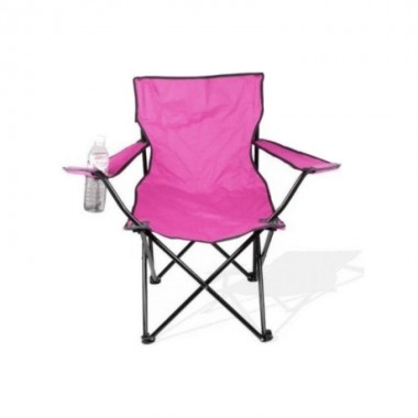 Стул раскладной для рыбалки и кемпинга со спинкой Camping quad chair HX 001 складное кресло с подстаканником и металлическим каркасом нагрузка 120 Розовый