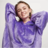 Толстовка плед с капюшоном Huggle Hoodie Ultra Plush Blanket мужская и женская плюшевая кофта с рукавами размер Oversize Фиолетовый