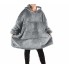 Толстовка плед с капюшоном Huggle Hoodie Ultra Plush Blanket мужская и женская плюшевая кофта с рукавами размер Oversize Серый