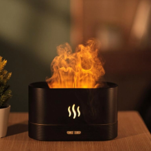 Портативный увлажнитель воздуха с имитацией пламени Flame DQ701 Black ночник и ароматический диффузор для дома и офиса с подсветкой питание от USB