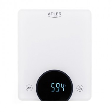 Весы кухонные электронные Adler AD 3173 White настольные стеклянные с LED дисплеем взвешиванием до 10 кг и погрешностью 1 г измерение объема