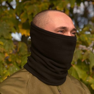 Баф флисовый зимний M-KET Черный военный тактический защитный шарф маска с затяжкой размер универсальный