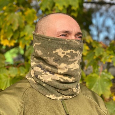 Баф флисовый зимний M-KET Пиксель военный тактический защитный шарф маска с затяжкой размер универсальный