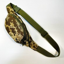 Сумка бананка на пояс или через плечо M-KET Пиксель мужская с регулируемым ремнем и 3-мя карманами на молниях 29х15 см