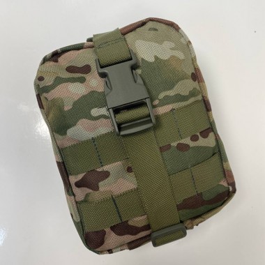 Подсумок для аптечки с отрывной спинкой на липучке M-KET Мультикам военный с креплением на систему MOLLE с кнопками размеры 19х14х8 см