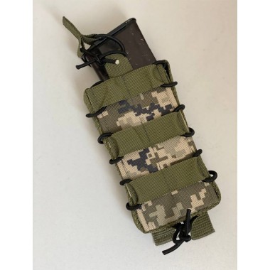 Подсумок для магазинов АК одинарный M-KET Пиксель ВСУ военный штурмовой держатель на пояс разгрузочную систему РПС на систему MOLLE с фиксатором на резинке