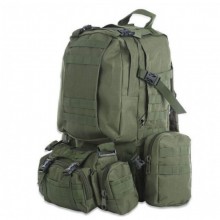 Рюкзак тактический мужской Tactical Backpack B08 Oliva 55 л с 3 съемными подсумками MOLLE для военных, туризма, охоты и рыбалки
