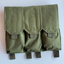 Подсумок для магазинов АК тройной закрытый M-KET Хаки ВСУ военный штурмовой держатель на пояс и РПС на MOLLE с кнопками на 3 магазина