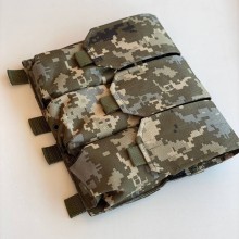 Подсумок для магазинов АК тройной закрытый M-KET Пиксель ВСУ военный штурмовой держатель на пояс и РПС на MOLLE с кнопками на 3 магазина