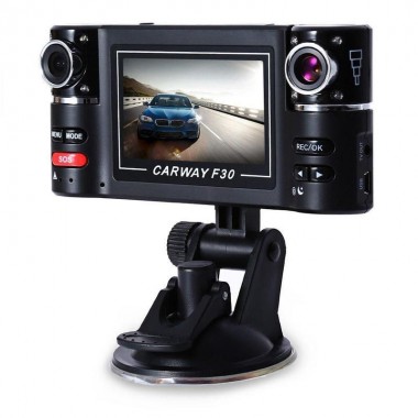 Автомобильный Dvr видеорегистратор CARWAY F30 HD c 2-мя поворотными камерами и ночной съемкой сенсорный 2,7" экран Черный