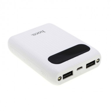 Внешний аккумулятор для телефона Power Bank HOCO B20 Mige 10000 mAh портативное зарядное устройство с LED индикатором заряда на 2 USB с фонариком Белый