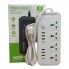 Сетевой фильтр удлинитель с выключателем и заземлением Power Socket J08 на 4 розетки + 6 USB 3.4A и 2 Type-C Белый