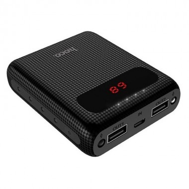 Внешний аккумулятор для телефона Power Bank HOCO B20 Mige 10000 mAh портативное зарядное устройство с LED индикатором заряда на 2 USB с фонариком Черный