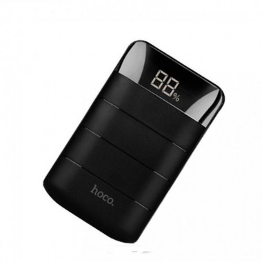 Внешний аккумулятор Power Bank HOCO B29 Domon 10000 mAh портативное зарядное устройство для телефона и гаджетов с LED дисплеем на 2 USB с фонариком Черный