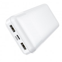 Внешний аккумулятор для телефона Power Bank HOCO J72A Easy travel 20000 mAh портативное зарядное устройство с LED индикатором заряда на 2 USB входы Micro-USB и Type-C Белый Внешний аккумулятор для телефона Power Bank HOCO J72A Easy travel 20000 mAh портативное зарядное устройство с LED индикатором заряда на 2 USB входы Micro-USB и Type-C Белый