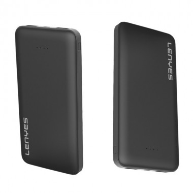Портативное зарядное устройство Power Bank Lenyes PX191 внешний аккумулятор для телефона и гаджетов на 10000 мА*ч с индикатором заряда на 2 USB Черный