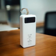 Портативное зарядное устройство Power Bank ENERX Белый внешний аккумулятор павербанк 40000 mAh PD22,5W с быстрой зарядкой 4 встроенных кабеля Портативное зарядное устройство Power Bank ENERX Белый внешний аккумулятор павербанк 40000 mAh PD22,5W с быстрой зарядкой 4 встроенных кабеля