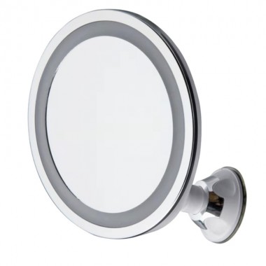 Зеркало для макияжа с LED подсветкой Adler AD 2168 косметическое для ванной комнаты на присоске с 5-кратным увеличением и регуляцией кута наклона