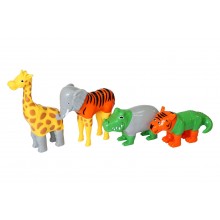 Пазлы детские 3D магнитные животные (тигр, крокодил, слон, жираф) POPULAR Playthings Mix or Match развивающая игрушка конструктор для детей от 1 года безопасная большие детали (PPT-62000)