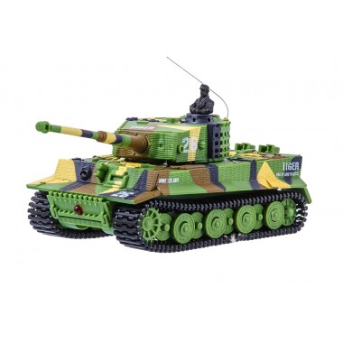 Танк микро на радиоуправлении 1:72 Tiger Зеленый хаки игрушка с пультом для детей от 6 лет со звуком вращающаяся башня (GWT2117-1)