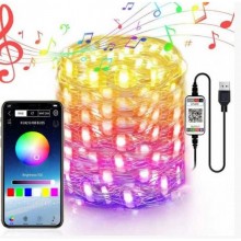 Светодиодная новогодняя LED гирлянда MEIQ-IT 10 метров уличная и на елку внутри управление со смартфона по Bluetooth питание от USB синхронизация с музыкой (48857) Светодиодная новогодняя LED гирлянда MEIQ-IT 10 метров уличная и на елку внутри управление со смартфона по Bluetooth питание от USB синхронизация с музыкой (48857)