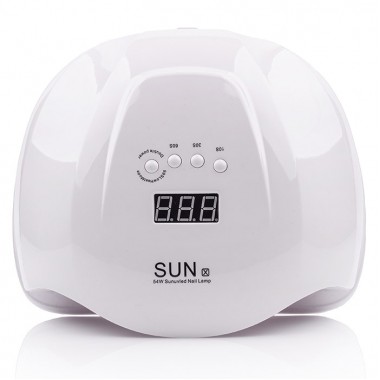 УФ лампа для маникюра SUN X UV/LED 54 Вт настольная для наращивания ногтей сушки гель-лаков и гелей с датчиком движения и таймером + LED дисплей Белая (46655)