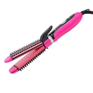 Утюжок выпрямитель плойка и гофре для волос 3 в 1 Gemei GM-2922 Straight and Curly 60 W Розовый