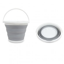 Ведро складное туристическое Collapsible Bucket Серое силиконовое круглое с ручкой для для рыбалки воды и пищевых продуктов на 10 л Ведро складное туристическое Collapsible Bucket Серое силиконовое круглое с ручкой для для рыбалки воды и пищевых продуктов на 10 л