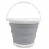 Ведро складное туристическое Collapsible Bucket Серое силиконовое круглое с ручкой для для рыбалки воды и пищевых продуктов на 10 л
