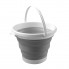 Ведро складное туристическое Collapsible Bucket Серое силиконовое круглое с ручкой для для рыбалки воды и пищевых продуктов на 10 л