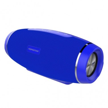Портативная блютуз колонка Hopestar H27 SPEAKER Синяя 10 ВТ беспроводная с флешкой радио и стерео звуком Bluetooth 4.1 подсветка USB (46998 I)